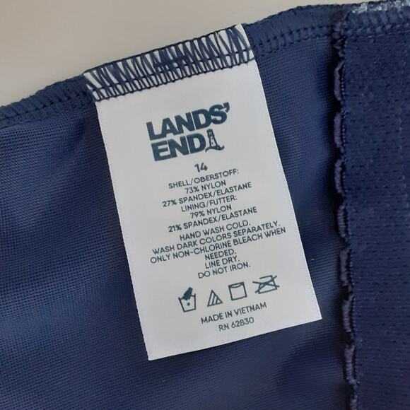 Lands End One Piece Swimsuit Womens 14 Tummy Control Navy Blue Teal Ombré Ripple - Picture 5 of 8